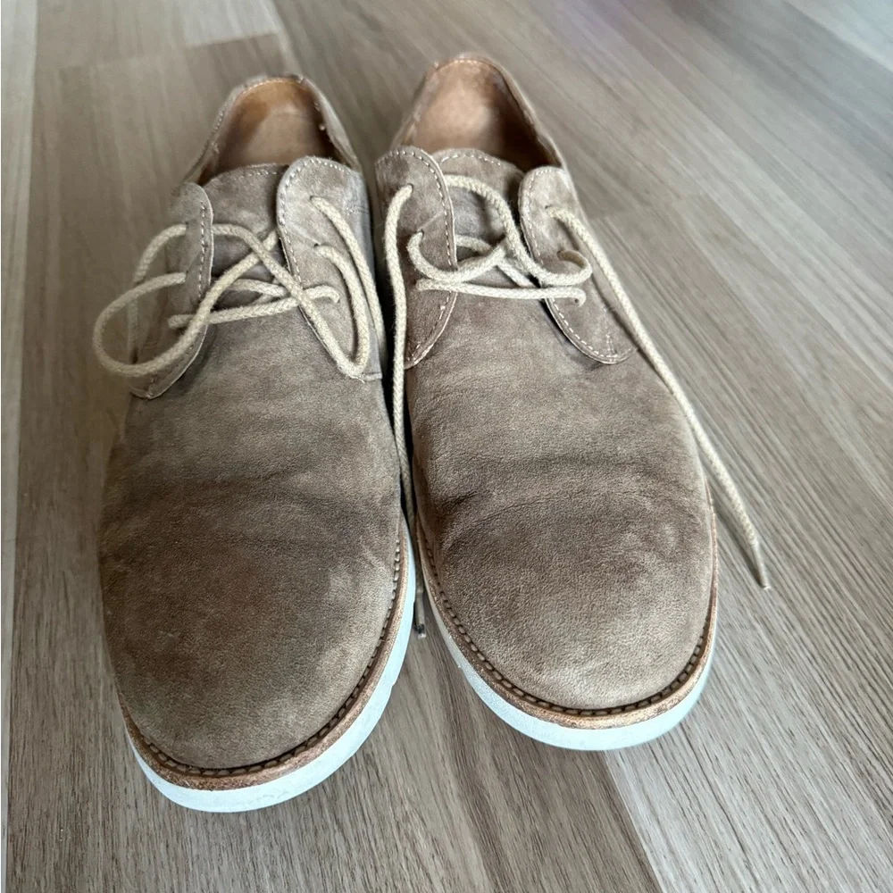 Johnston & Murphy Taupe Suede Chukka Sneakers with Tan Heel Accent